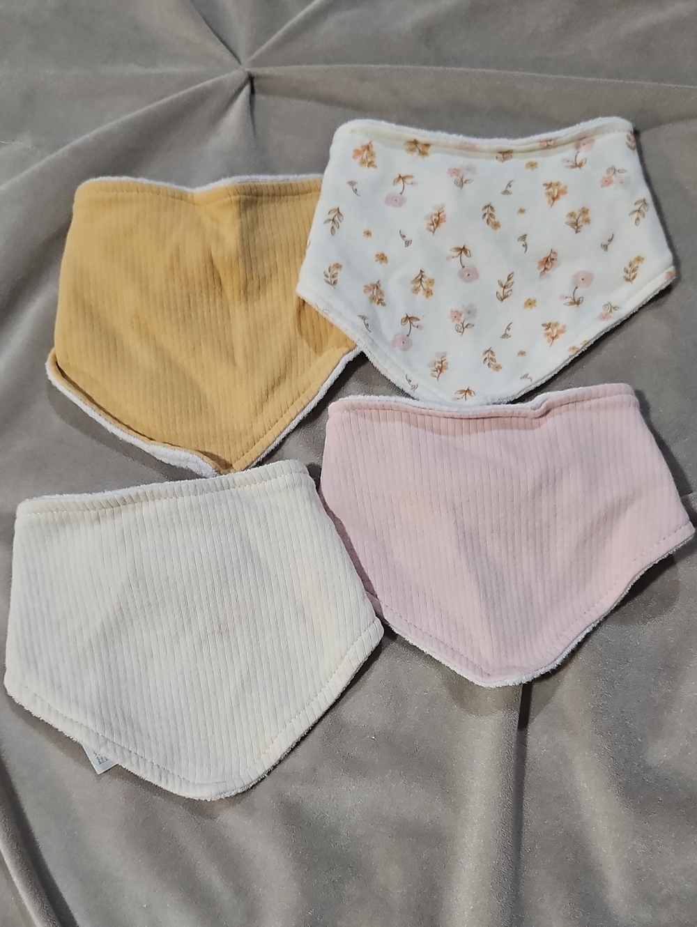 Soft Cotton Baby Bandana Bibs - Pink, Yellow, Cream, Floral - Kyle & Deena